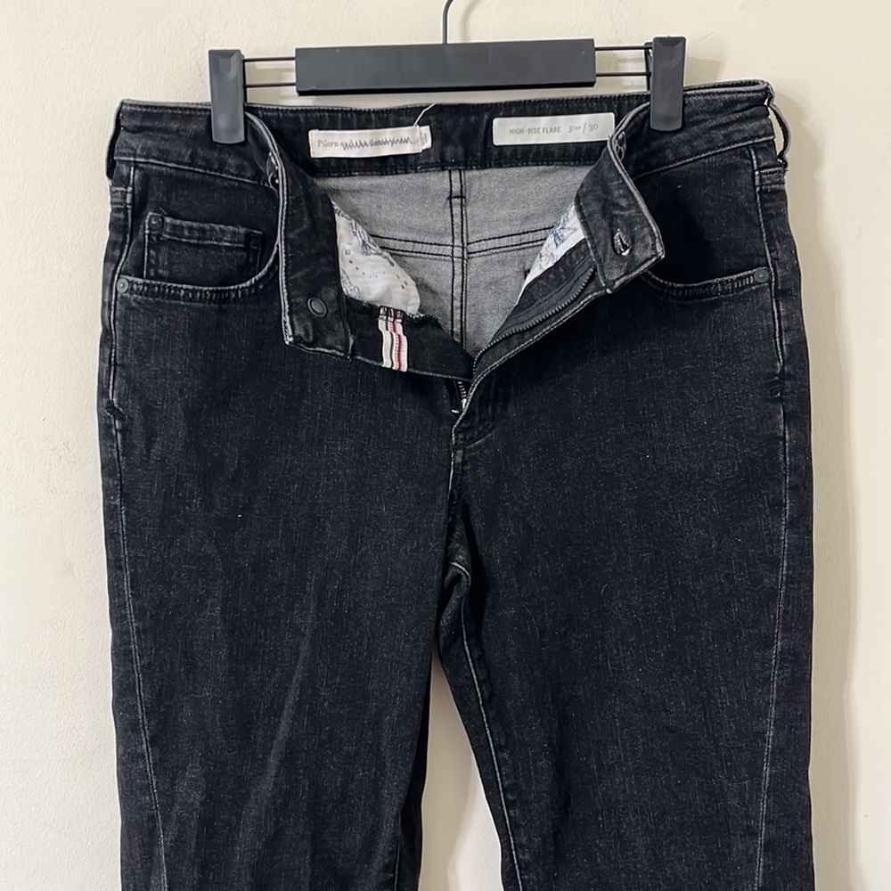 Anthropologie Pilcro and the Letterpress High-Rise Flare Black Denim Jeans 30 - Picture 5 of 11